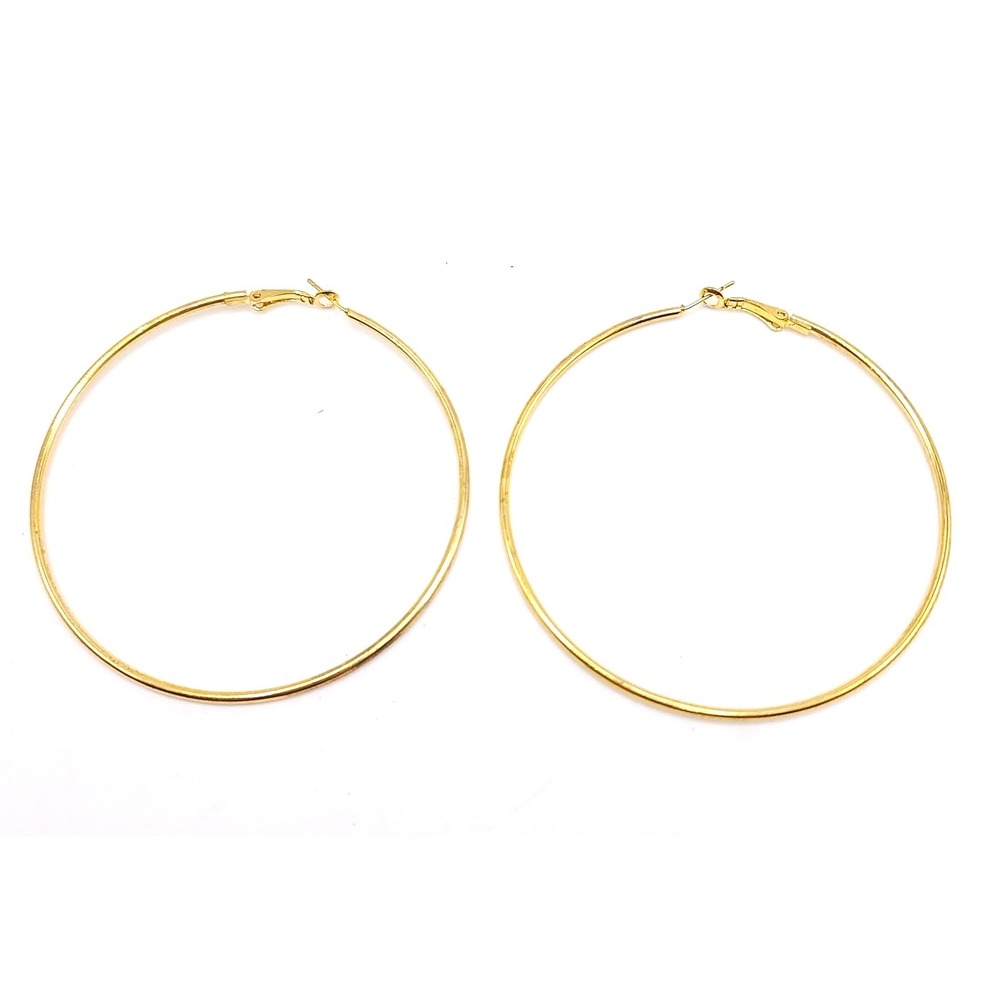 Gold Tone Hoop‎ Earrings 3 Inch